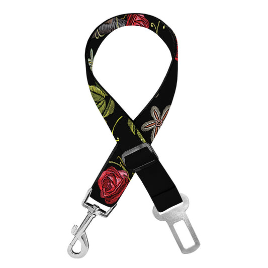 Guns And Flowers Pattern Print Dog Seat Belt