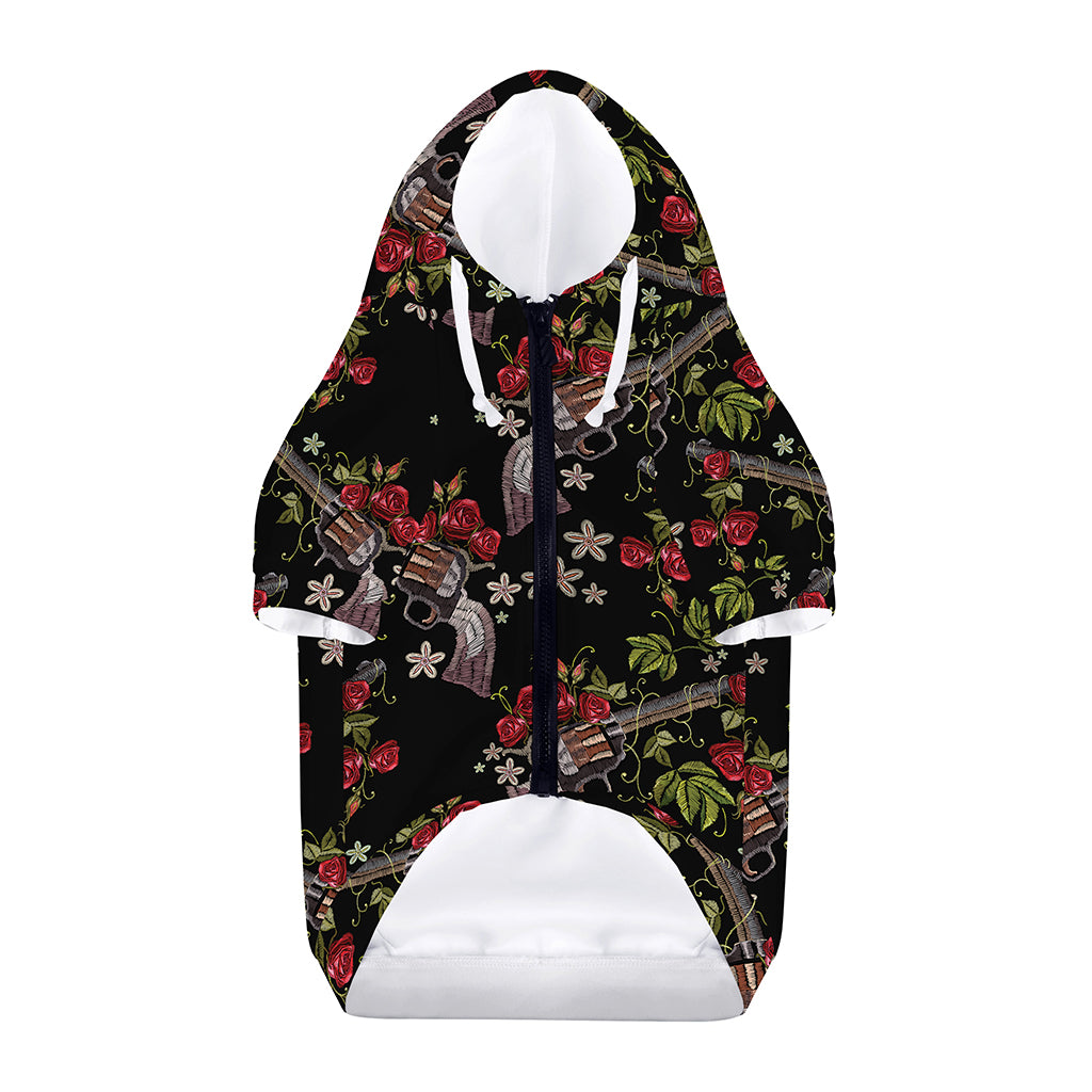 Guns And Flowers Pattern Print Dog Zip Up Hoodie