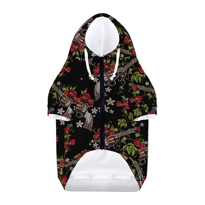 Guns And Flowers Pattern Print Dog Zip Up Hoodie