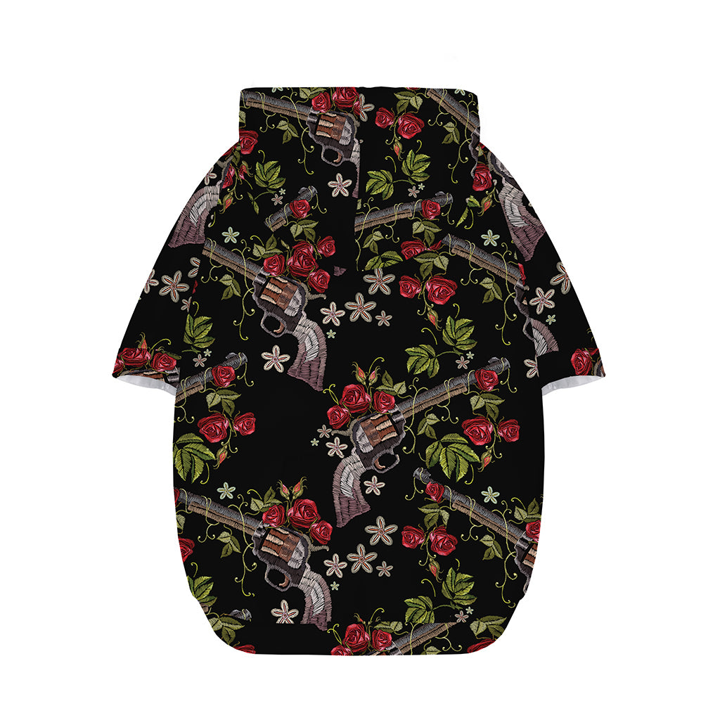 Guns And Flowers Pattern Print Dog Zip Up Hoodie