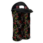 Guns And Flowers Pattern Print Double Neoprene Wine Tote