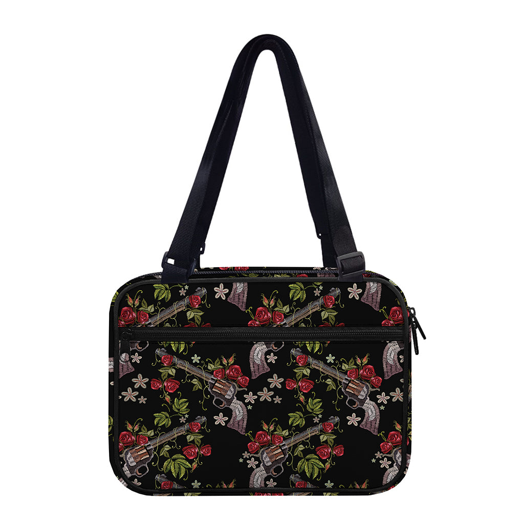 Guns And Flowers Pattern Print Double Strap Bible Bag