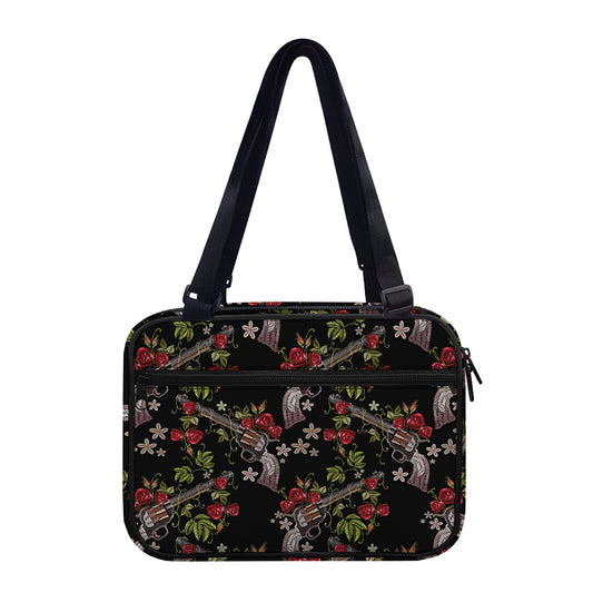 Guns And Flowers Pattern Print Double Strap Bible Bag