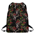 Guns And Flowers Pattern Print Drawstring Backpack