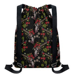 Guns And Flowers Pattern Print Drawstring Backpack