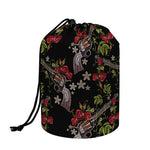 Guns And Flowers Pattern Print Drawstring Makeup Bag