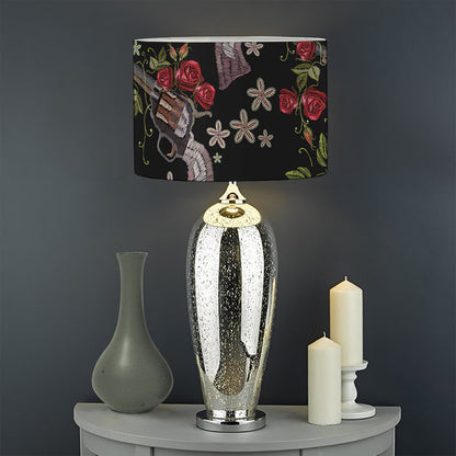 Guns And Flowers Pattern Print Drum Lamp Shade