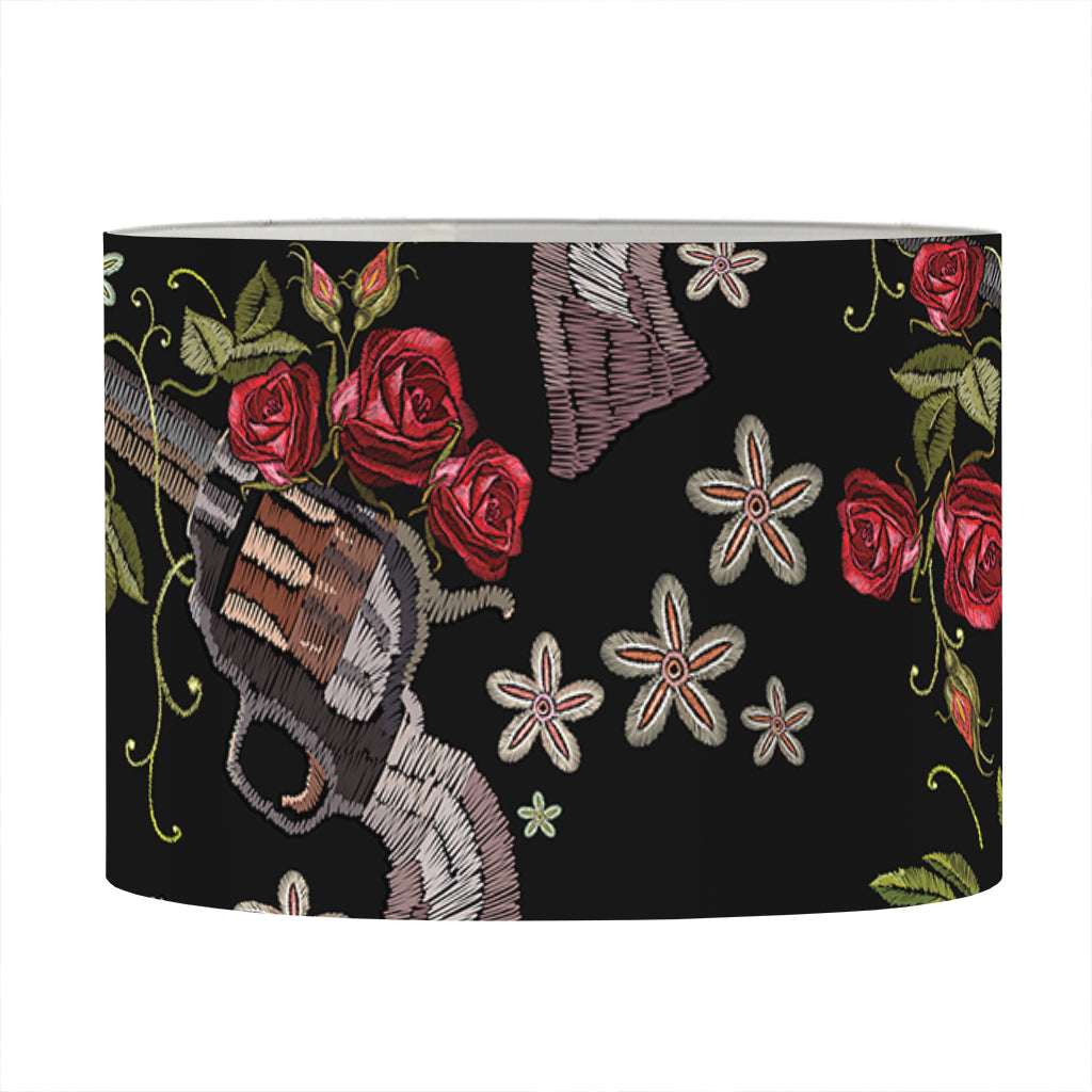 Guns And Flowers Pattern Print Drum Lamp Shade