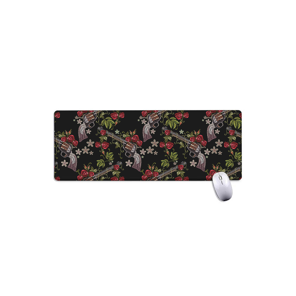 Guns And Flowers Pattern Print Extended Mouse Pad