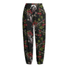 Guns And Flowers Pattern Print Fleece Lined Knit Pants