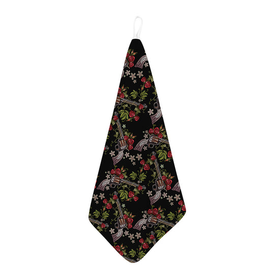 Guns And Flowers Pattern Print Hand Towel
