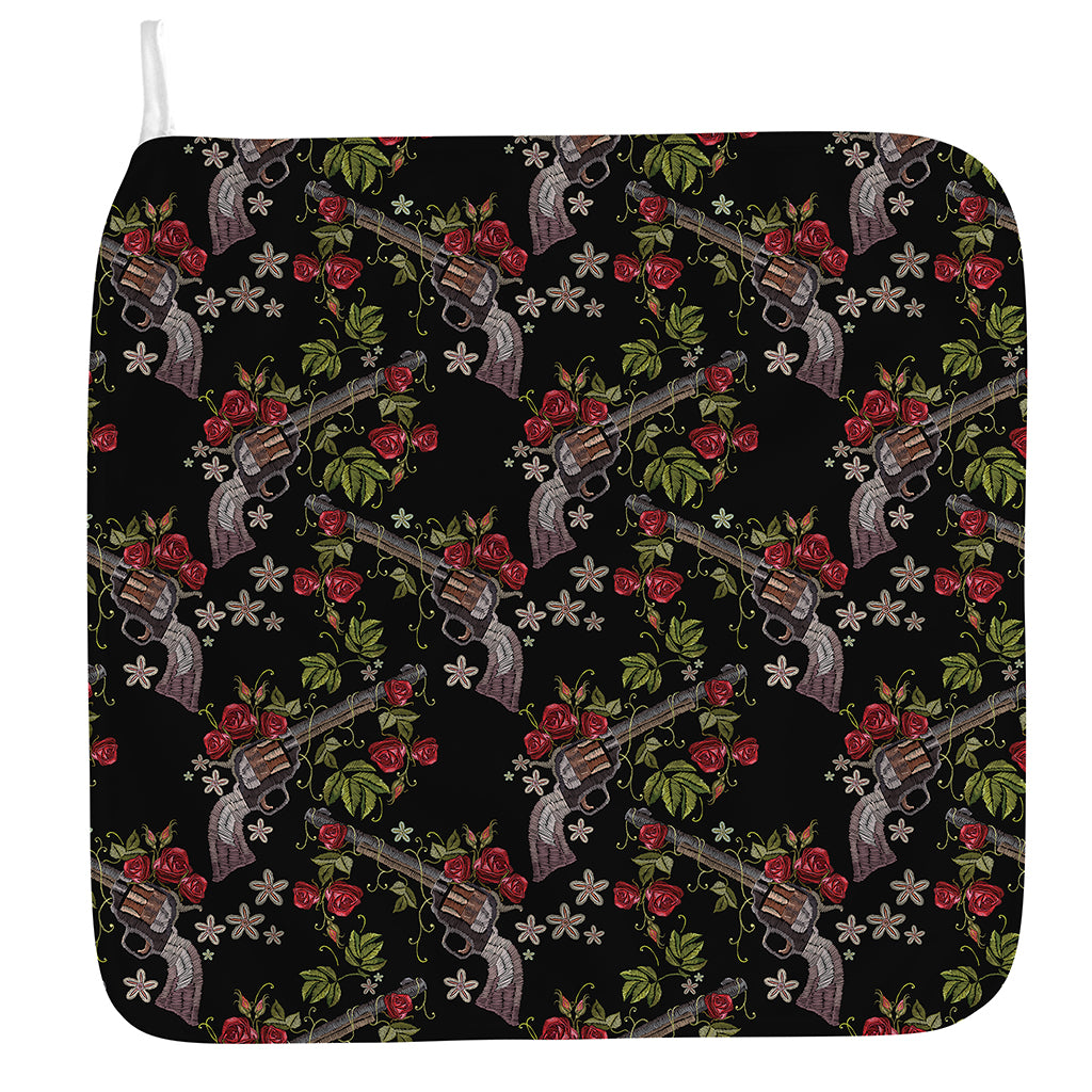 Guns And Flowers Pattern Print Hand Towel