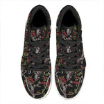 Guns And Flowers Pattern Print High Top Leather Sneakers