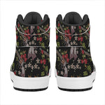 Guns And Flowers Pattern Print High Top Leather Sneakers