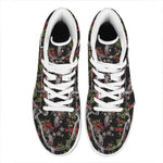 Guns And Flowers Pattern Print High Top Leather Sneakers