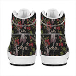 Guns And Flowers Pattern Print High Top Leather Sneakers