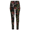 Guns And Flowers Pattern Print High-Waisted Pocket Leggings