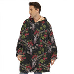 Guns And Flowers Pattern Print Hoodie Blanket