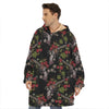 Guns And Flowers Pattern Print Hoodie Blanket