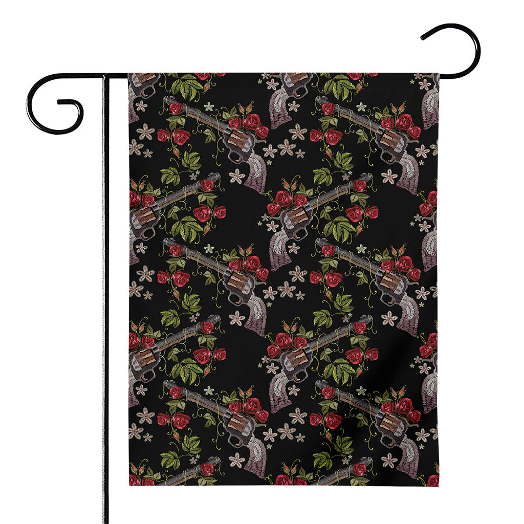 Guns And Flowers Pattern Print House Flag