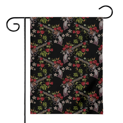 Guns And Flowers Pattern Print House Flag
