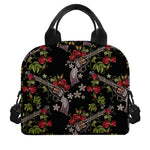 Guns And Flowers Pattern Print Insulated Lunch Bag