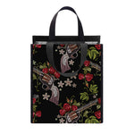 Guns And Flowers Pattern Print Insulated Lunch Tote