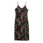 Guns And Flowers Pattern Print Jersey Midi Cami Dress