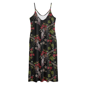 Guns And Flowers Pattern Print Jersey Midi Cami Dress