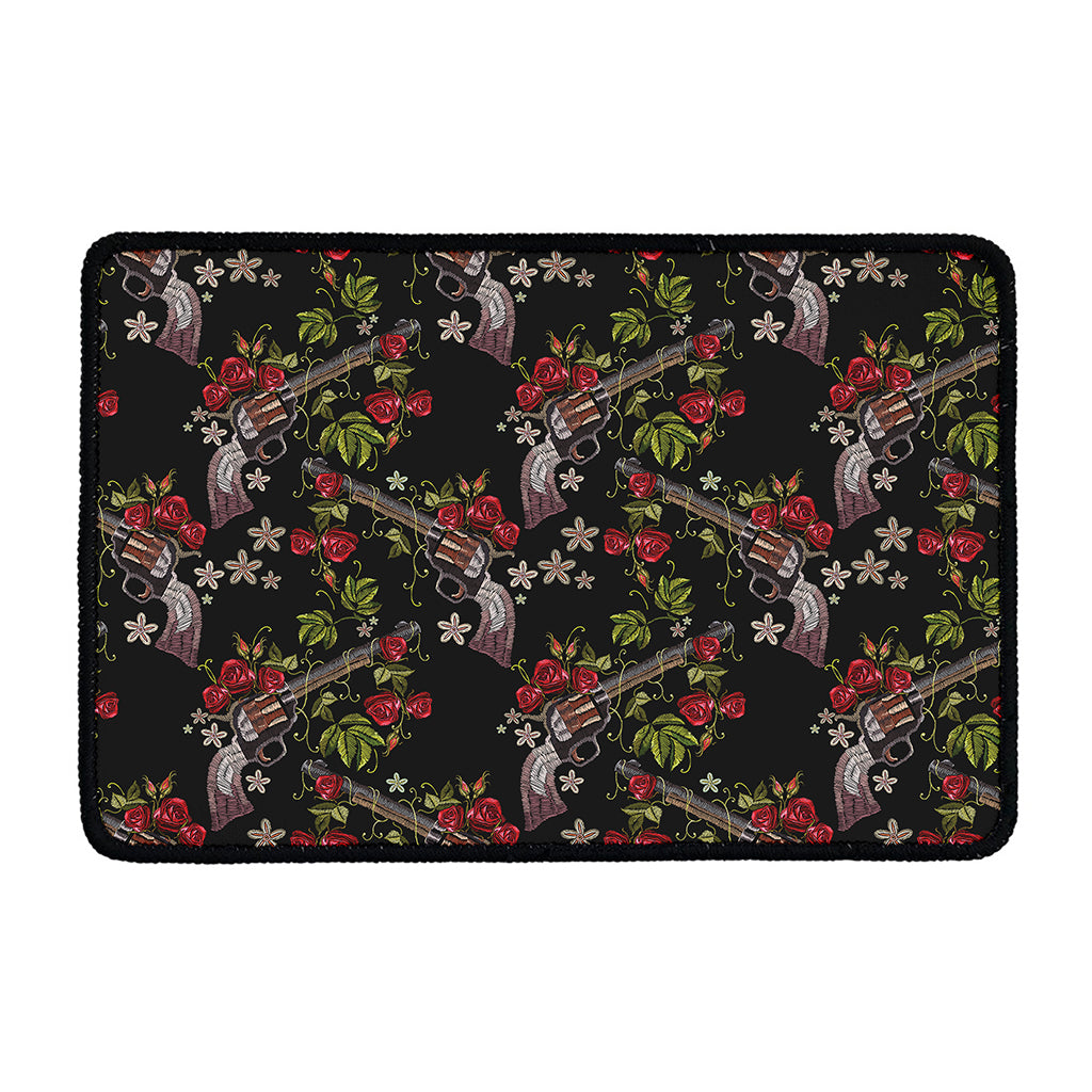 Guns And Flowers Pattern Print Kitchen Mat