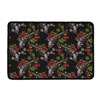 Guns And Flowers Pattern Print Kitchen Mat