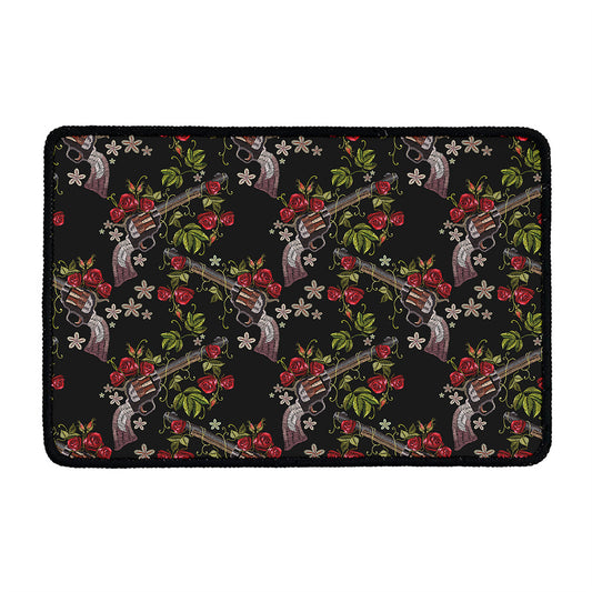 Guns And Flowers Pattern Print Kitchen Mat