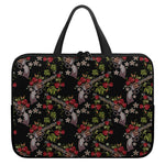 Guns And Flowers Pattern Print Laptop Sleeve With Handle