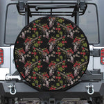 Guns And Flowers Pattern Print Leather Spare Tire Cover