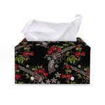 Guns And Flowers Pattern Print Leather Tissue Box Cover