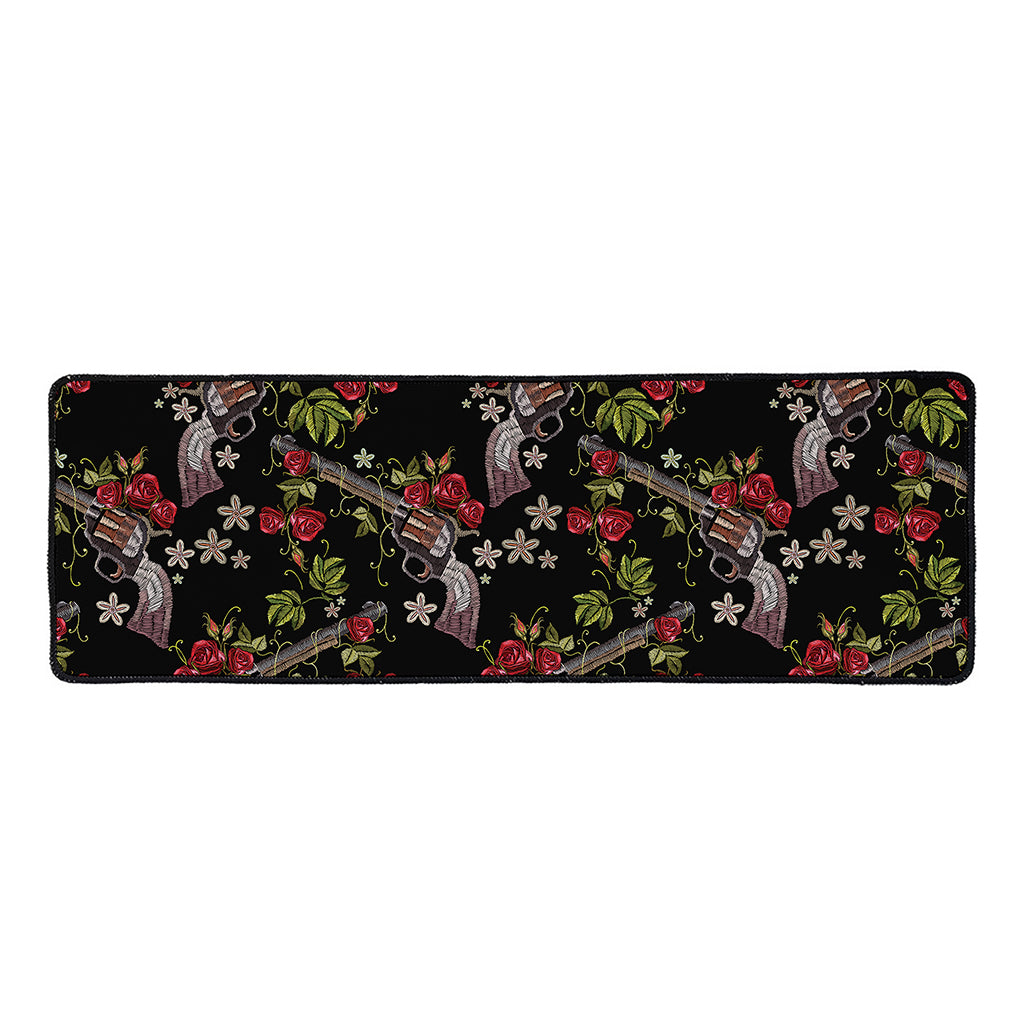 Guns And Flowers Pattern Print Long Kitchen Mat