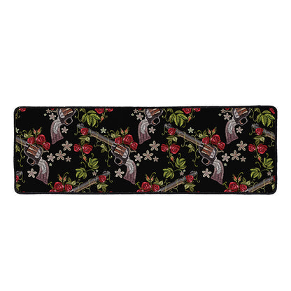 Guns And Flowers Pattern Print Long Kitchen Mat