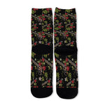 Guns And Flowers Pattern Print Long Socks