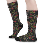 Guns And Flowers Pattern Print Long Socks