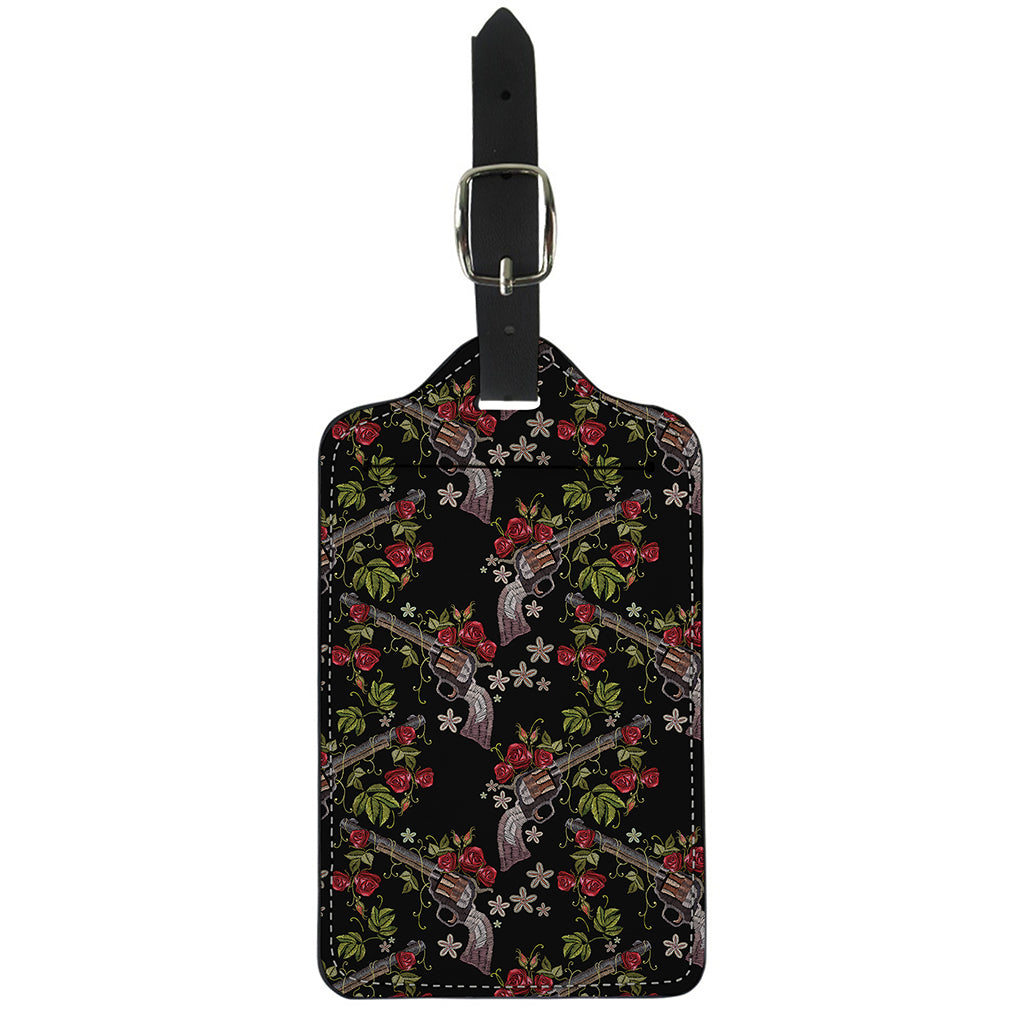 Guns And Flowers Pattern Print Luggage Tag
