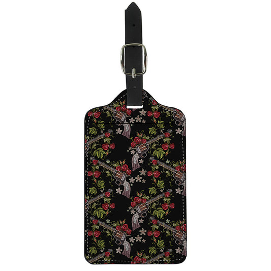 Guns And Flowers Pattern Print Luggage Tag