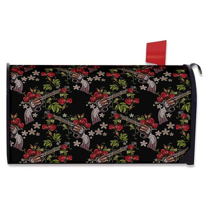 Guns And Flowers Pattern Print Mailbox Cover