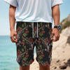 Guns And Flowers Pattern Print Men's Cargo Shorts