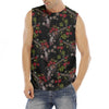 Guns And Flowers Pattern Print Men's Fitness Tank Top