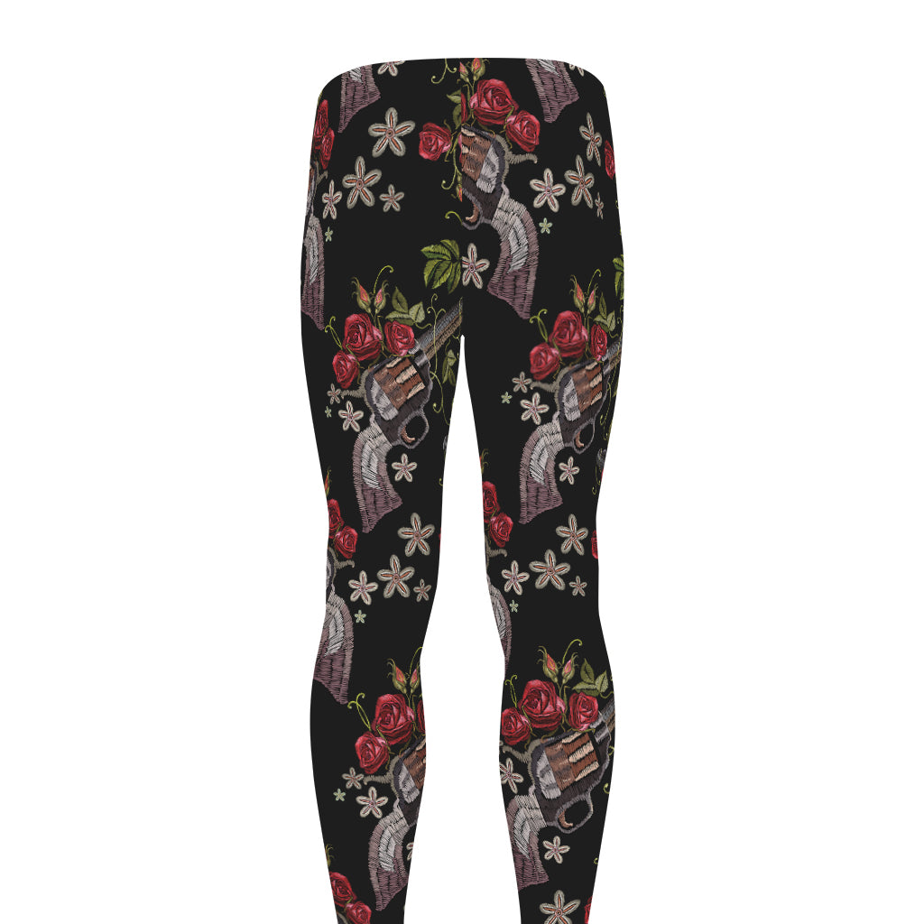 Guns And Flowers Pattern Print Men's leggings