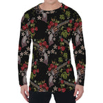 Guns And Flowers Pattern Print Men's Long Sleeve T-Shirt