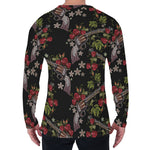 Guns And Flowers Pattern Print Men's Long Sleeve T-Shirt