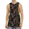 Guns And Flowers Pattern Print Men's Muscle Tank Top