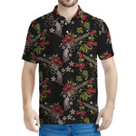 Guns And Flowers Pattern Print Men's Polo Shirt