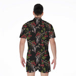 Guns And Flowers Pattern Print Men's Rompers